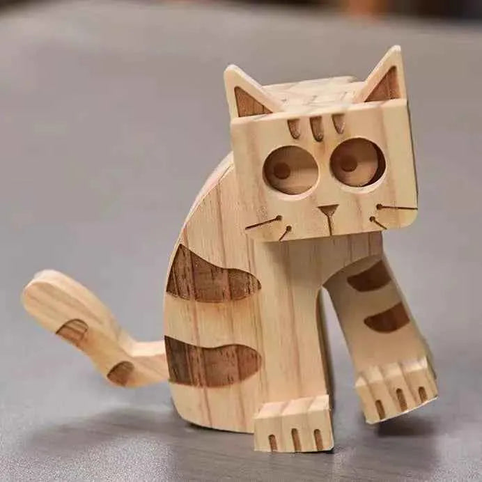 Wooden Ramp Walking Animals - Curious Cat Handcraft Ramp Walker - Curious Cat Wooden Toy Handcraft Ramp Walker - Curious Cat Wooden Toy