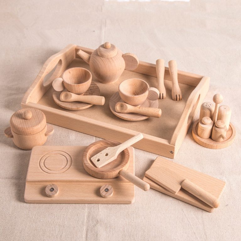 OEM custom wooden tea set for branding partners, handcrafted supplier production sample for small businesses