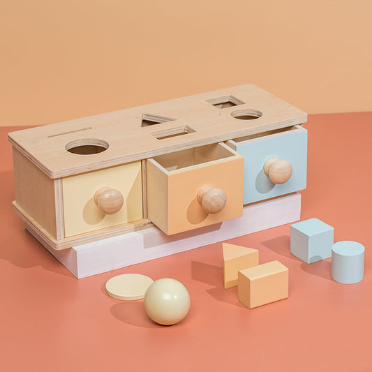 Montessori Wooden Shape Sorter Drawer Box