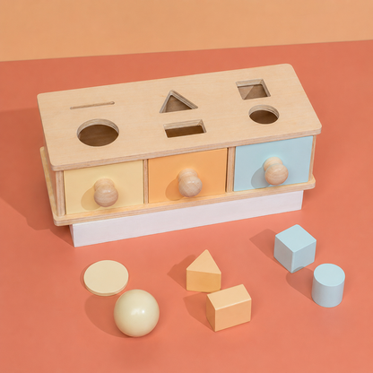 Montessori Wooden Shape Sorter Drawer Box