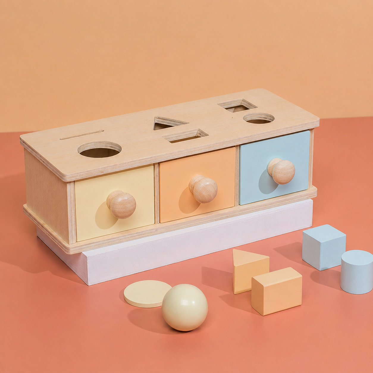 Montessori Wooden Shape Sorter Drawer Box