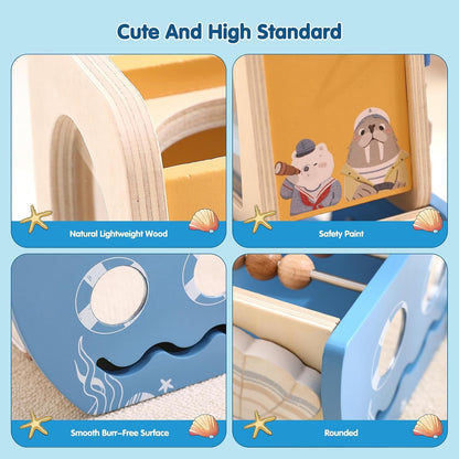 5-in-1 Multi-Activity Wooden Boat Toy