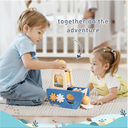 5-in-1 Multi-Activity Wooden Boat Toy