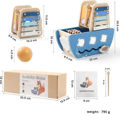 5-in-1 Multi-Activity Wooden Boat Toy