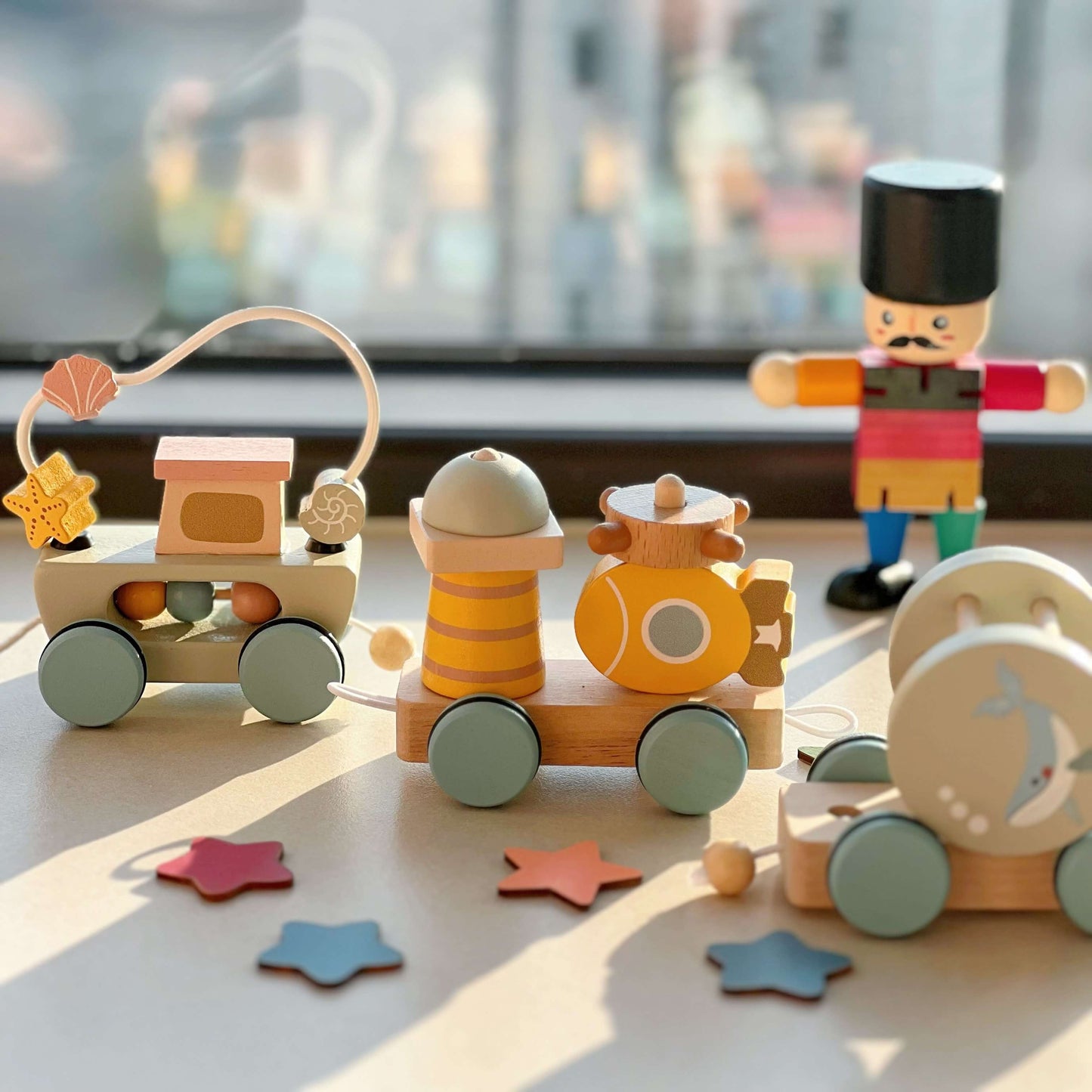 Natural Wooden Pull-Along Train Toy