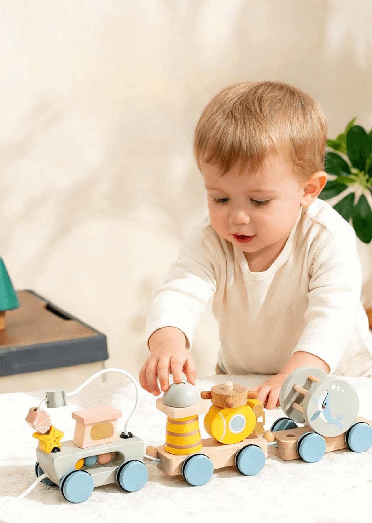 Natural Wooden Pull-Along Train Toy