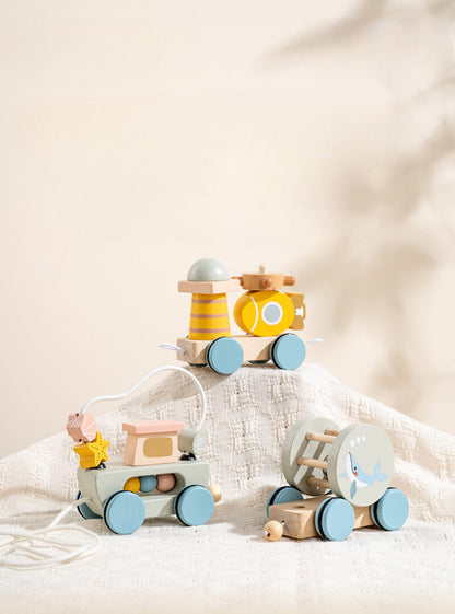 Natural Wooden Pull-Along Train Toy