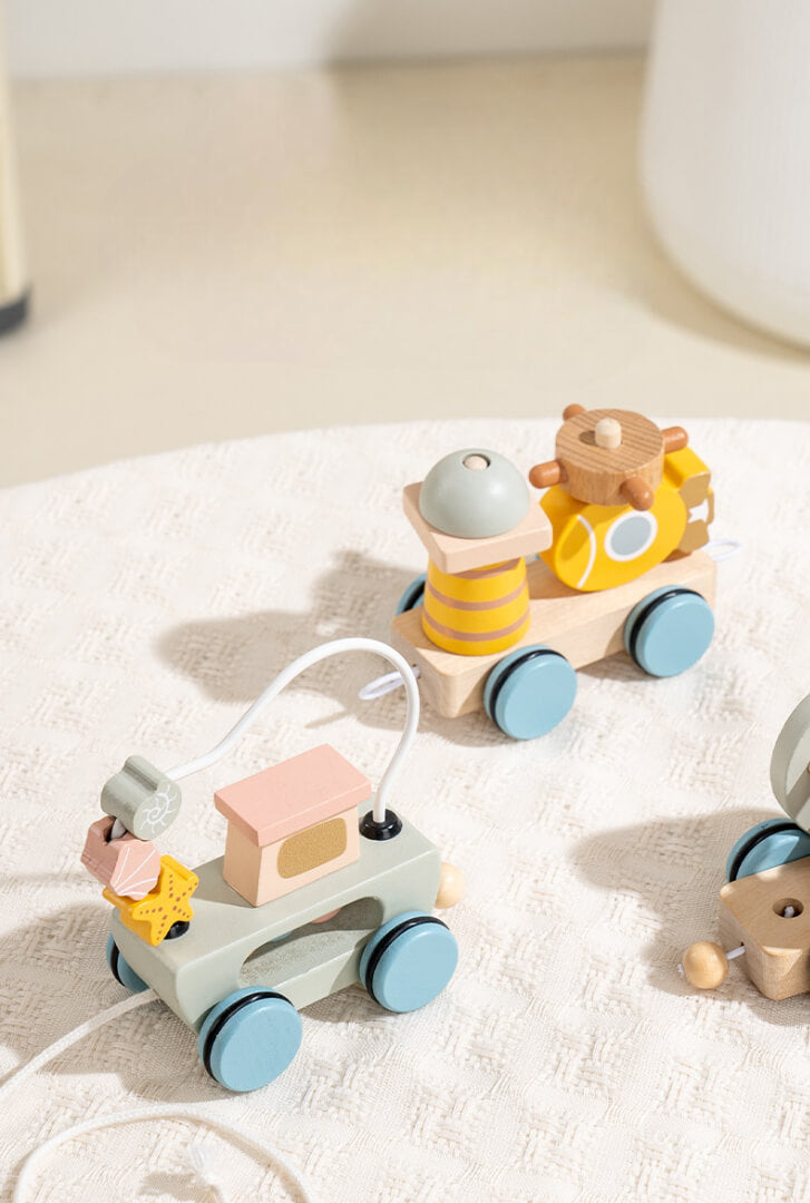 Natural Wooden Pull-Along Train Toy