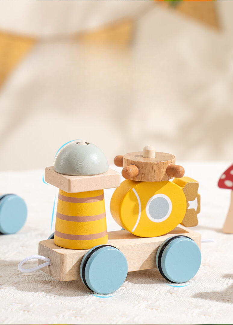 Natural Wooden Pull-Along Train Toy