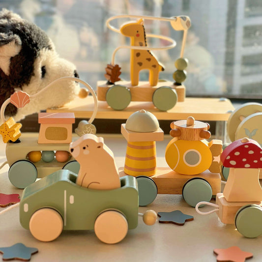 Natural Wooden Pull-Along Train Toy