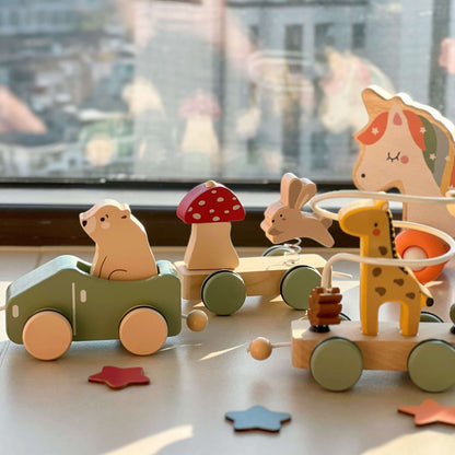 Natural Wooden Pull-Along Train Toy