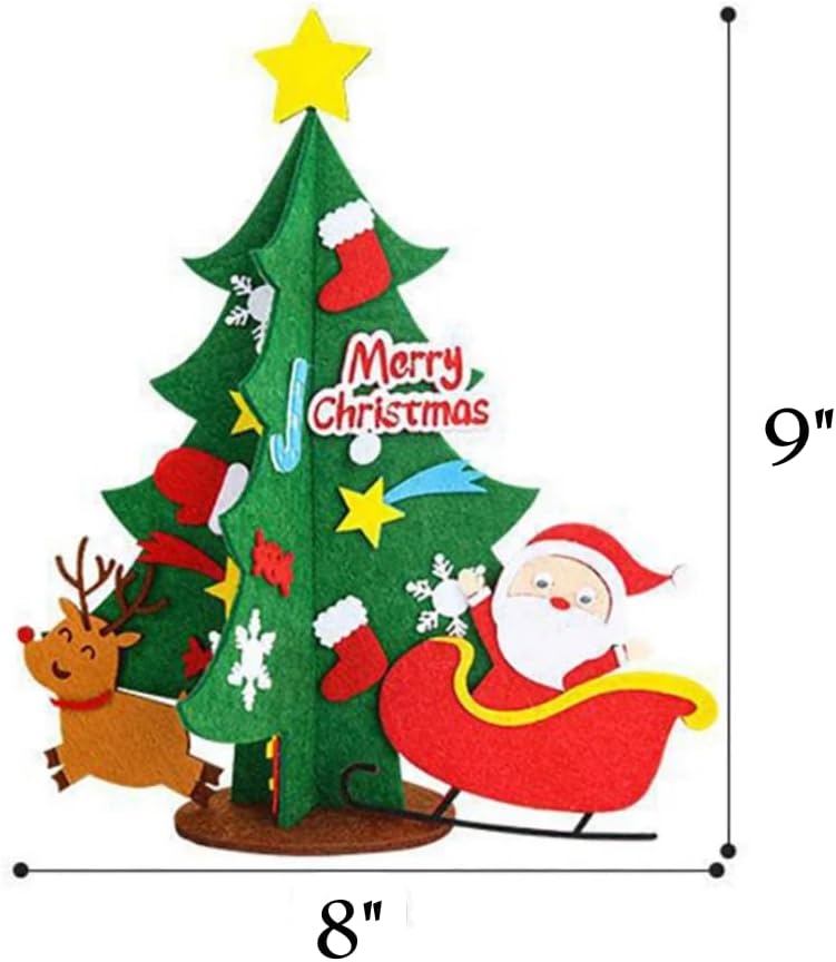 Decorative Christmas tree with Santa Claus, reindeer, and ornaments on a white background