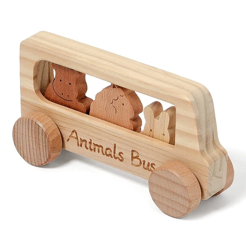 Wooden Animal Bus Set