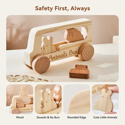 Wooden Animal Bus Set