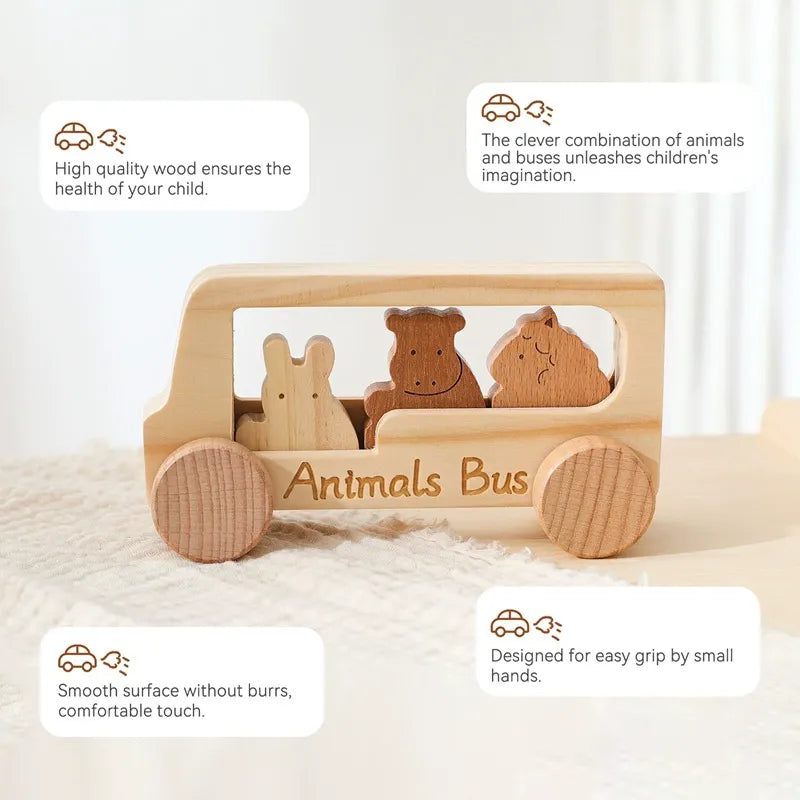 Wooden Animal Bus Set