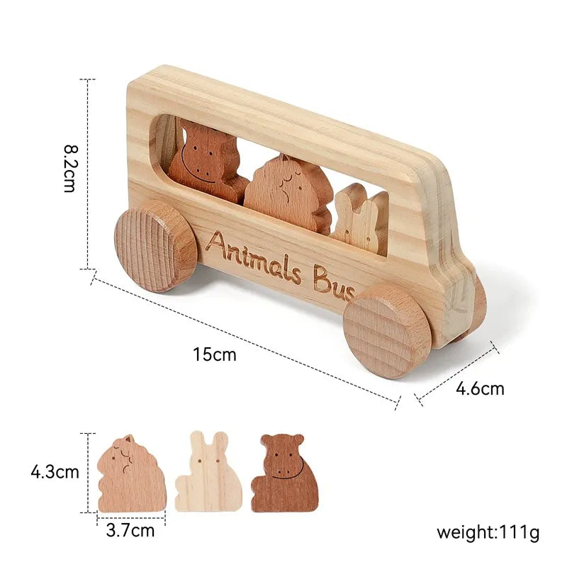 Wooden Animal Bus Set