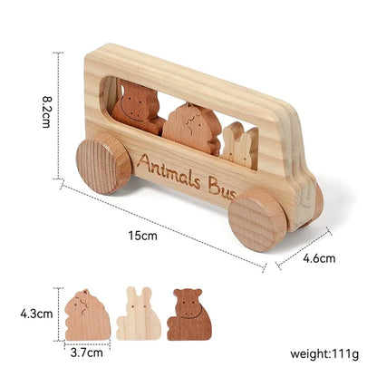 Wooden Animal Bus Set