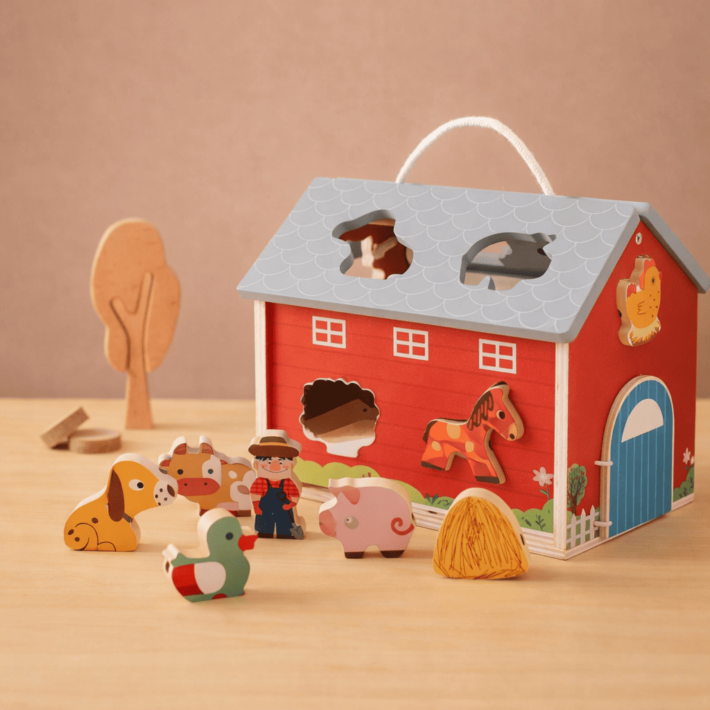 wooden farm animal toy set for toddlers – Montessori early education play