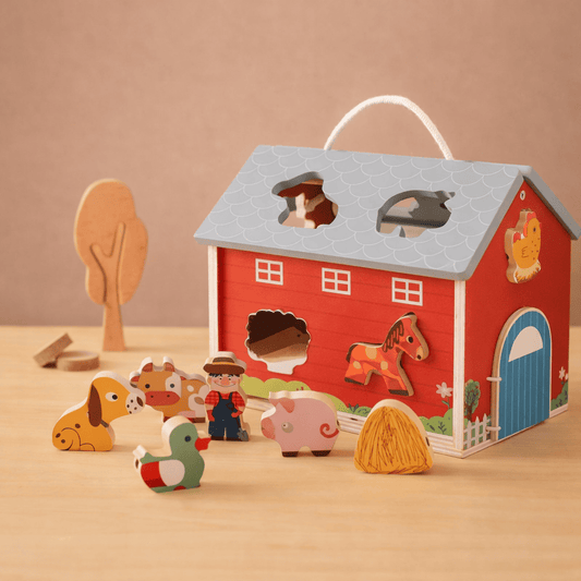 wooden farm animal toy set for toddlers – Montessori early education play