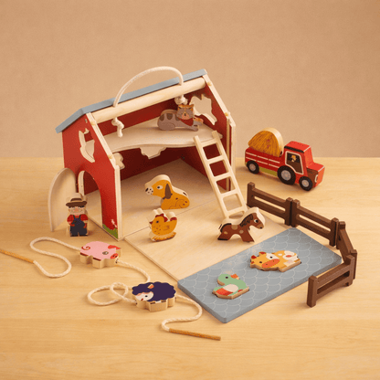 open-ended play farm animal toy set – encourages storytelling and creativity