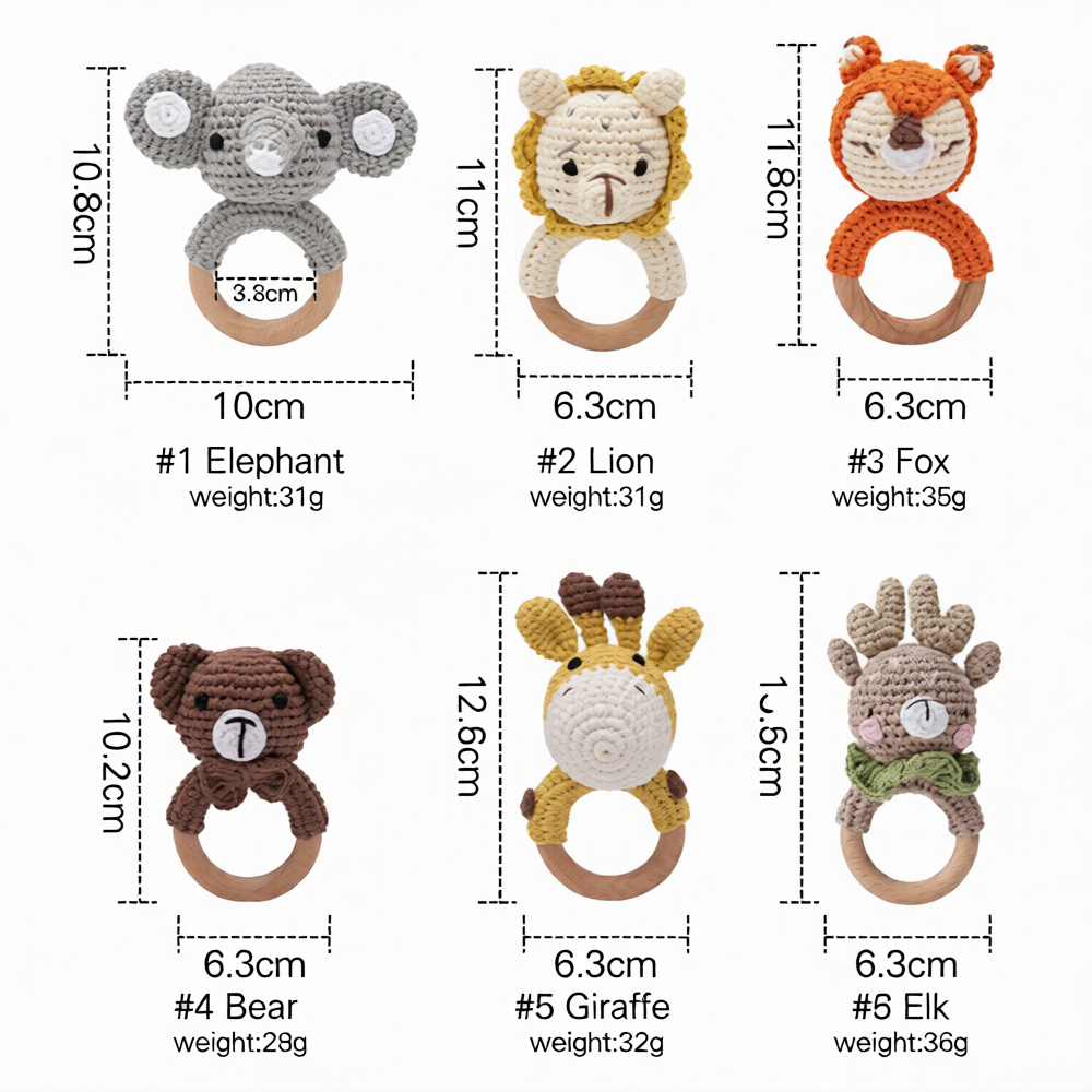 Wooden Animal Rattle