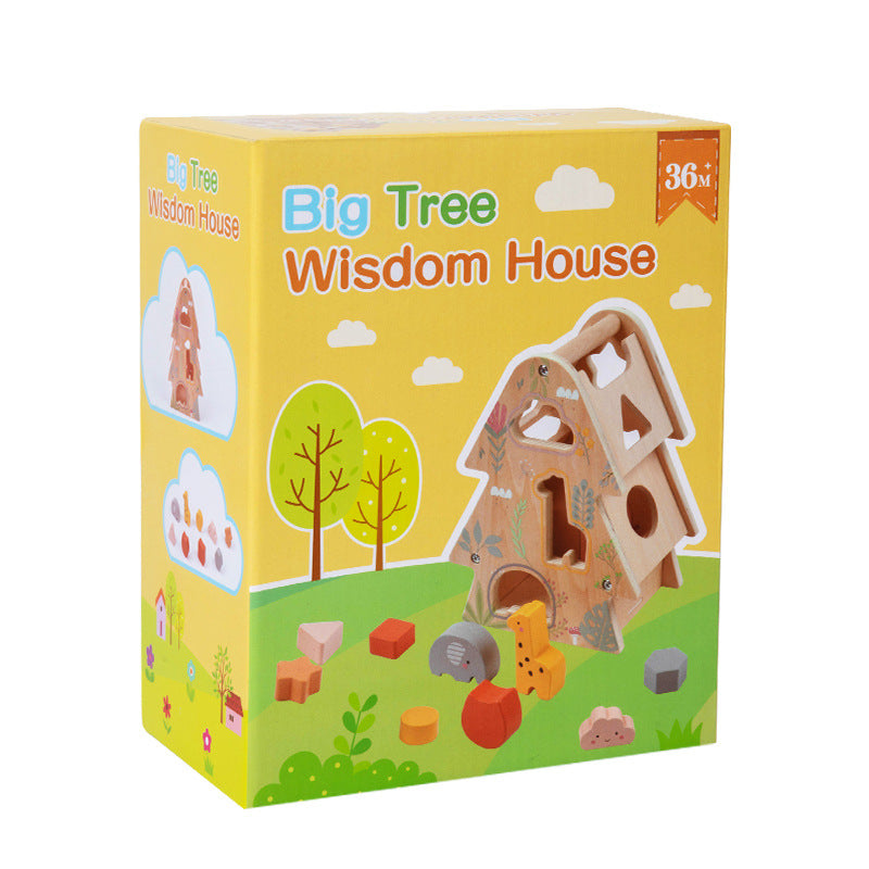Box of Big Tree Wisdom House toy with colorful design on a white background