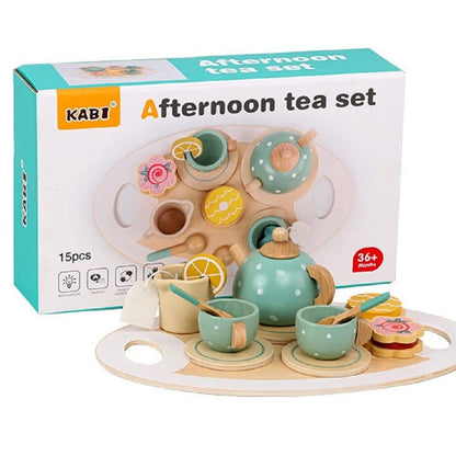 KABI afternoon tea set packaging with toy tea set on a white background