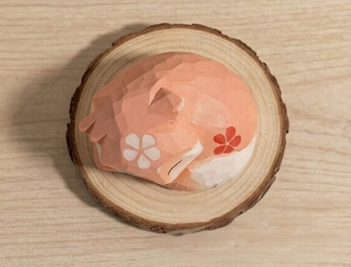 Angled view hand carved wooden fox toy figurine design, geometric faceted natural wood finish, Montessori educational toy for toddlers developmental play and small world forest activities