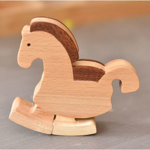 Handmade wooden horse ramp walker toy front view
