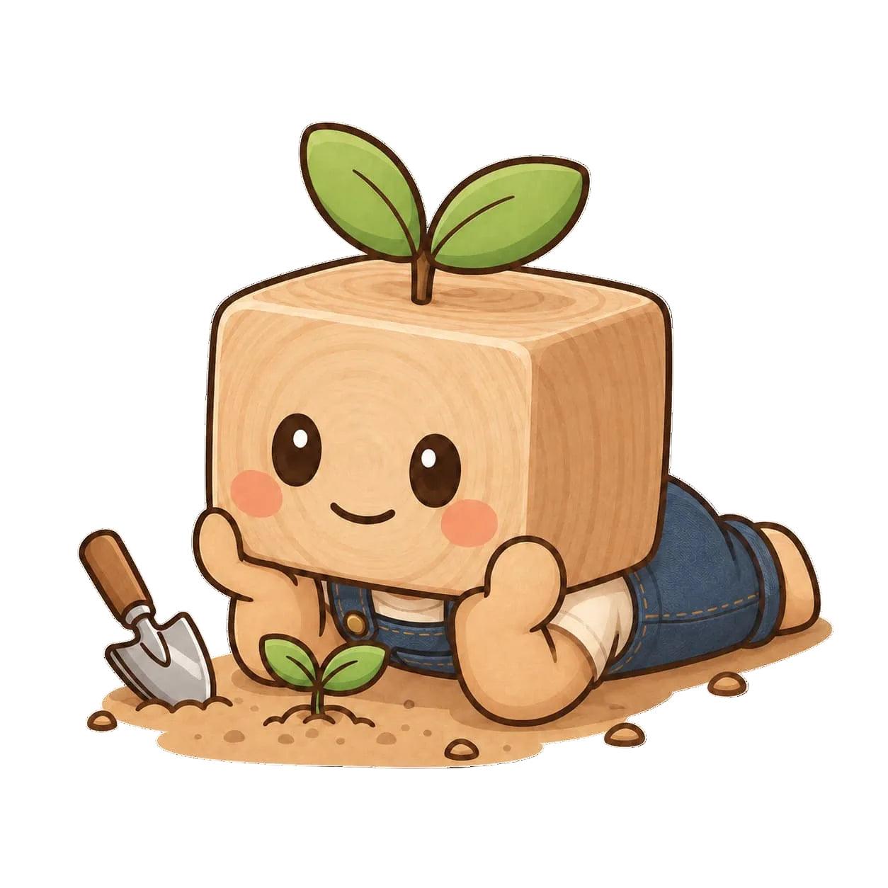 MUMU caring for a small plant to show Wooden Toy Story’s sustainably sourced wood and kid-tested wooden toys.