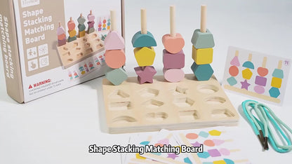 Wooden Shape Stacking & Matching Board