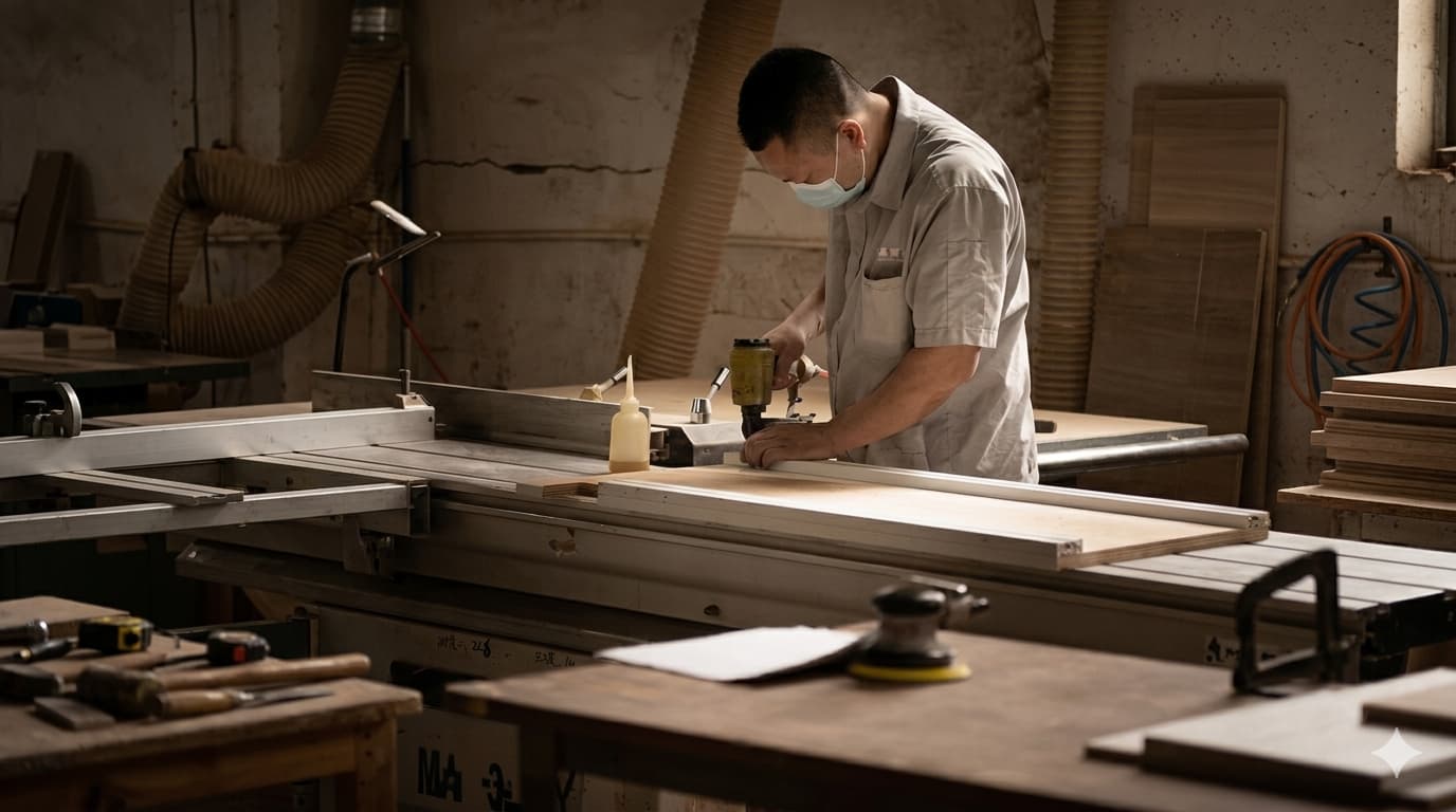 Skilled craftsmanship in a professional wooden toy factory in China, showing the precision manufacturing process for B2B custom bulk orders.